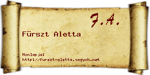 Fürszt Aletta névjegykártya